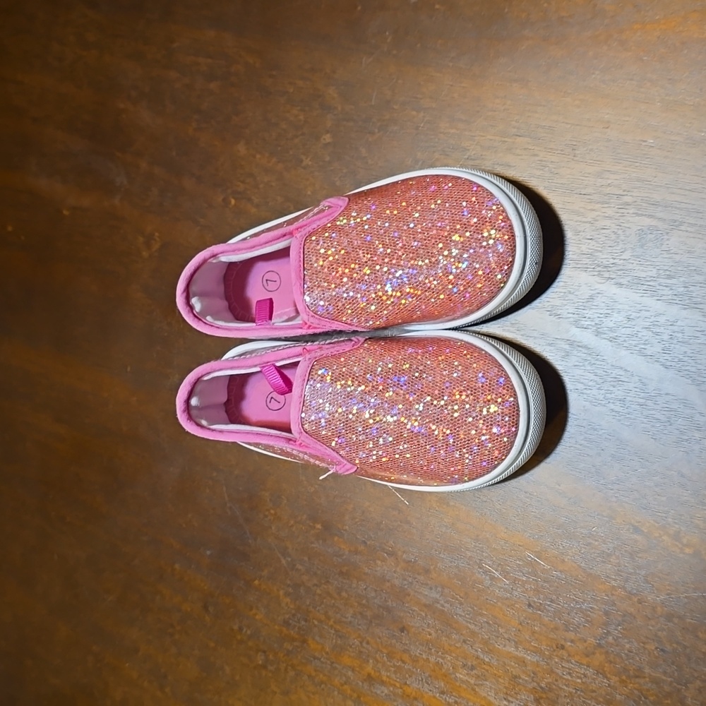 Pink Sparkly Slip Ons Size 7